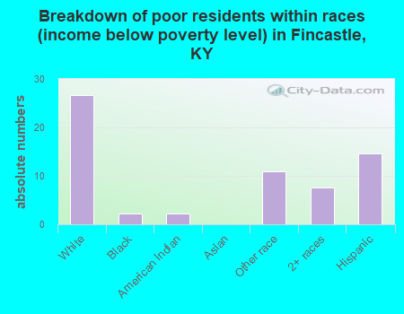 Breakdown of poor residents within races (income below poverty level) in Fincastle, KY