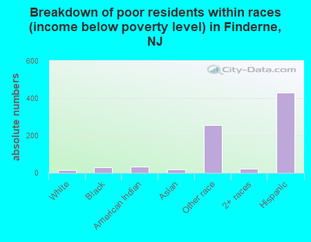 Breakdown of poor residents within races (income below poverty level) in Finderne, NJ