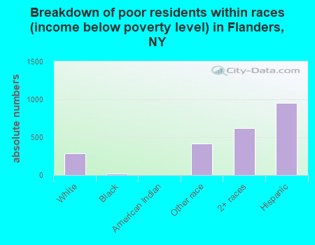 Breakdown of poor residents within races (income below poverty level) in Flanders, NY