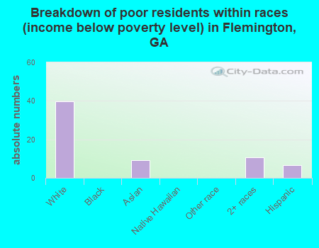 Breakdown of poor residents within races (income below poverty level) in Flemington, GA