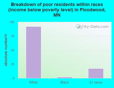 Breakdown of poor residents within races (income below poverty level) in Floodwood, MN