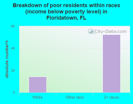 Breakdown of poor residents within races (income below poverty level) in Floridatown, FL