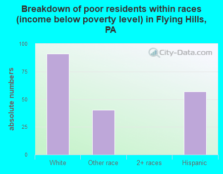 Breakdown of poor residents within races (income below poverty level) in Flying Hills, PA