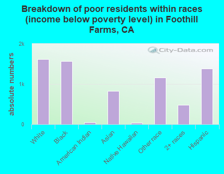 Breakdown of poor residents within races (income below poverty level) in Foothill Farms, CA