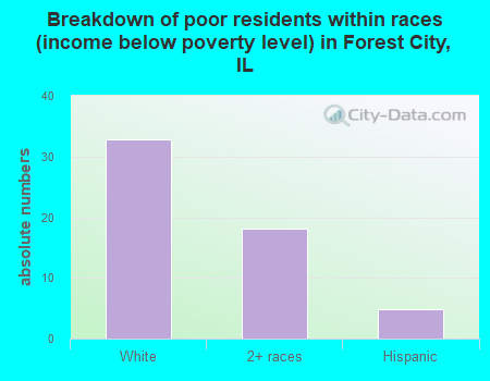 Breakdown of poor residents within races (income below poverty level) in Forest City, IL