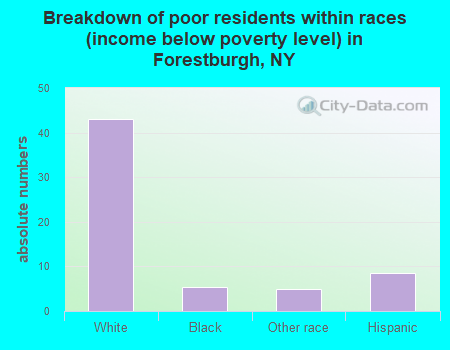 Breakdown of poor residents within races (income below poverty level) in Forestburgh, NY