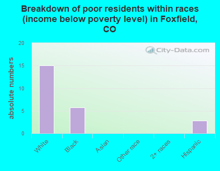 Breakdown of poor residents within races (income below poverty level) in Foxfield, CO