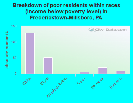 Breakdown of poor residents within races (income below poverty level) in Fredericktown-Millsboro, PA