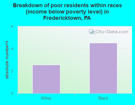 Breakdown of poor residents within races (income below poverty level) in Fredericktown, PA