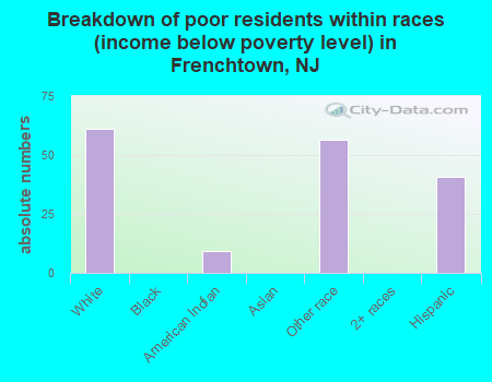 Breakdown of poor residents within races (income below poverty level) in Frenchtown, NJ