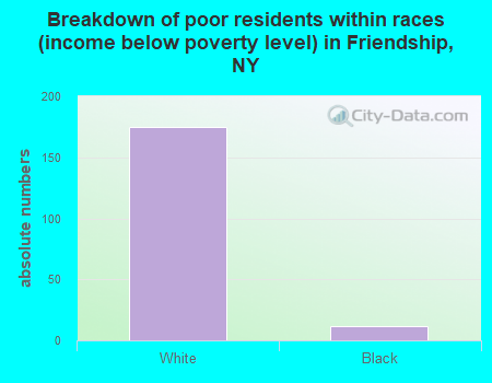 Breakdown of poor residents within races (income below poverty level) in Friendship, NY