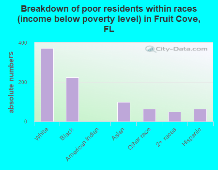 Breakdown of poor residents within races (income below poverty level) in Fruit Cove, FL