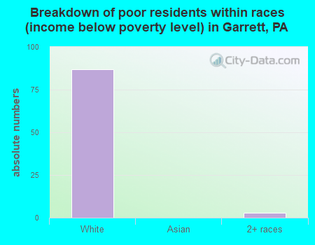 Breakdown of poor residents within races (income below poverty level) in Garrett, PA