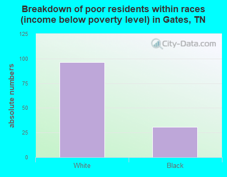 Breakdown of poor residents within races (income below poverty level) in Gates, TN
