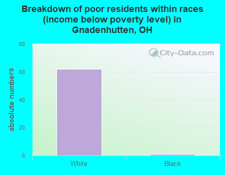 Breakdown of poor residents within races (income below poverty level) in Gnadenhutten, OH