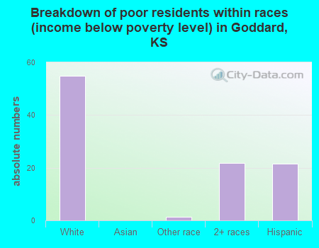 Breakdown of poor residents within races (income below poverty level) in Goddard, KS
