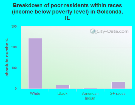 Breakdown of poor residents within races (income below poverty level) in Golconda, IL