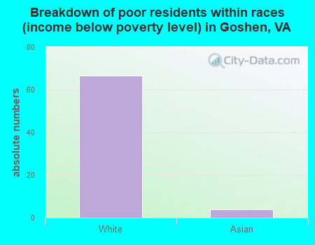 Breakdown of poor residents within races (income below poverty level) in Goshen, VA