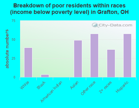 Breakdown of poor residents within races (income below poverty level) in Grafton, OH