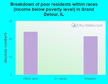 Breakdown of poor residents within races (income below poverty level) in Grand Detour, IL