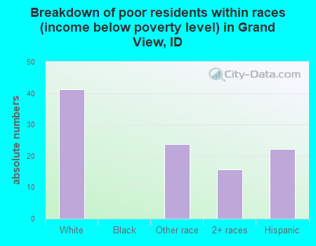 Breakdown of poor residents within races (income below poverty level) in Grand View, ID