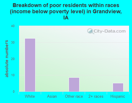 Breakdown of poor residents within races (income below poverty level) in Grandview, IA