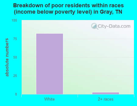 Breakdown of poor residents within races (income below poverty level) in Gray, TN