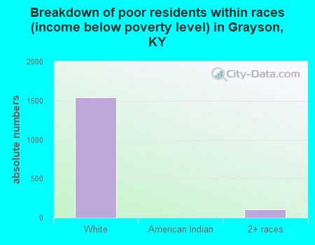 Breakdown of poor residents within races (income below poverty level) in Grayson, KY