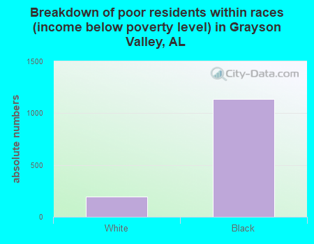 Breakdown of poor residents within races (income below poverty level) in Grayson Valley, AL