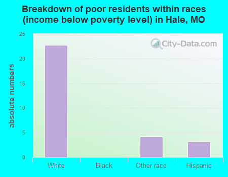 Breakdown of poor residents within races (income below poverty level) in Hale, MO