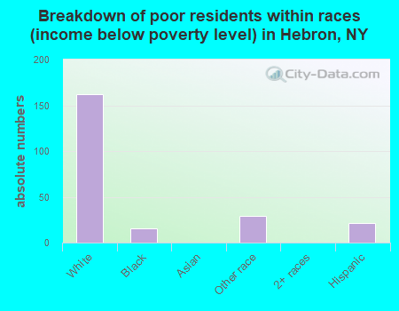 Breakdown of poor residents within races (income below poverty level) in Hebron, NY