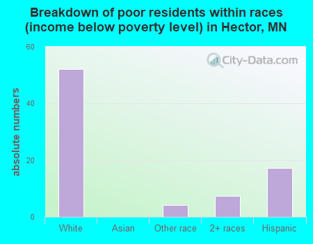 Breakdown of poor residents within races (income below poverty level) in Hector, MN