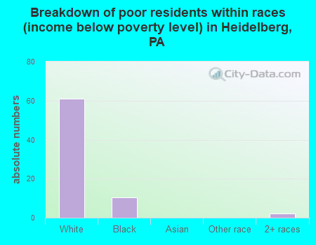 Breakdown of poor residents within races (income below poverty level) in Heidelberg, PA