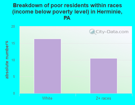 Breakdown of poor residents within races (income below poverty level) in Herminie, PA