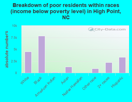 Breakdown of poor residents within races (income below poverty level) in High Point, NC