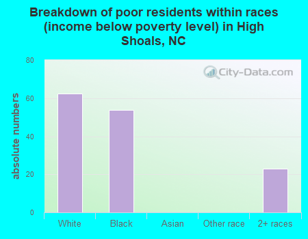 Breakdown of poor residents within races (income below poverty level) in High Shoals, NC