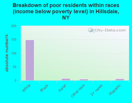 Breakdown of poor residents within races (income below poverty level) in Hillsdale, NY