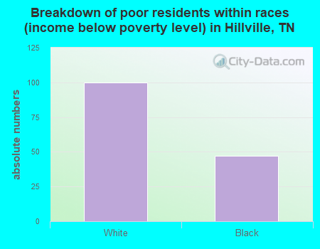 Breakdown of poor residents within races (income below poverty level) in Hillville, TN