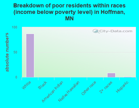 Breakdown of poor residents within races (income below poverty level) in Hoffman, MN
