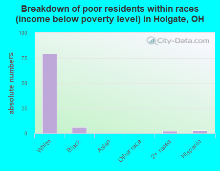 Breakdown of poor residents within races (income below poverty level) in Holgate, OH