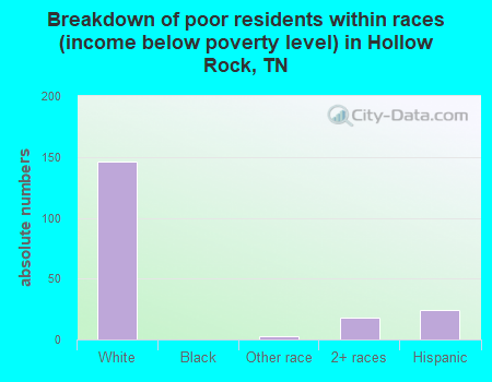 Breakdown of poor residents within races (income below poverty level) in Hollow Rock, TN