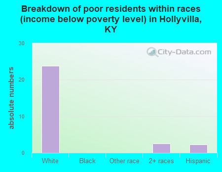 Breakdown of poor residents within races (income below poverty level) in Hollyvilla, KY