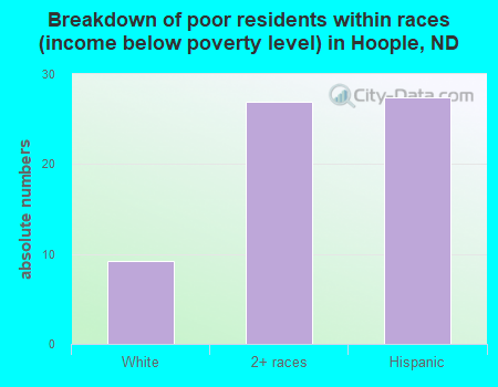 Breakdown of poor residents within races (income below poverty level) in Hoople, ND