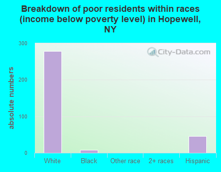 Breakdown of poor residents within races (income below poverty level) in Hopewell, NY