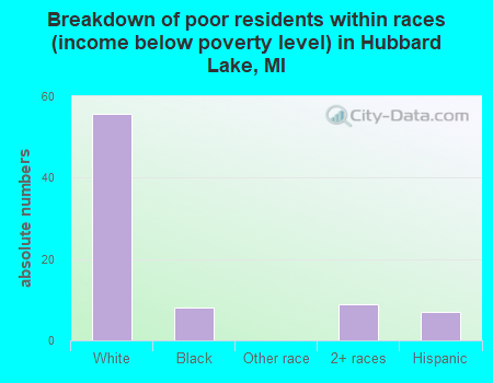 Breakdown of poor residents within races (income below poverty level) in Hubbard Lake, MI