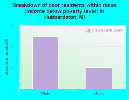 Breakdown of poor residents within races (income below poverty level) in Hubbardston, MI