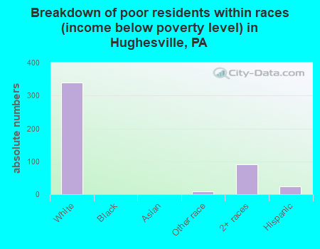 Breakdown of poor residents within races (income below poverty level) in Hughesville, PA