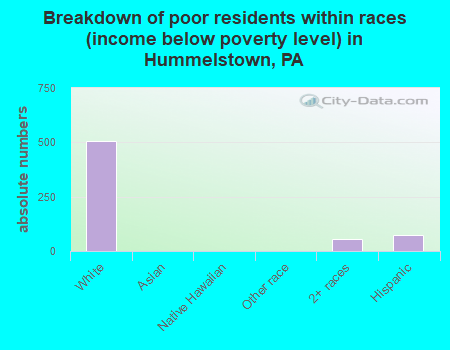 Breakdown of poor residents within races (income below poverty level) in Hummelstown, PA