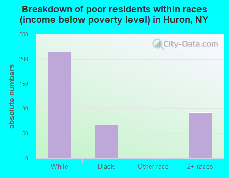 Breakdown of poor residents within races (income below poverty level) in Huron, NY