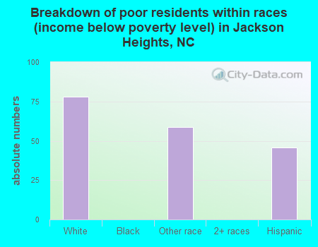 Breakdown of poor residents within races (income below poverty level) in Jackson Heights, NC